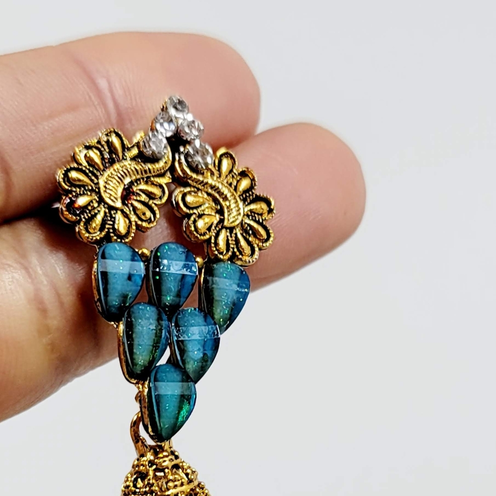 India Boutique Gold and Teal Earrings